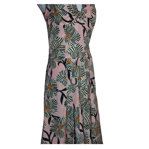 MOSCHINO Pleated Midi‎ Dress Small Cottage Core Fairy Romantic Floral Pink Green - Picture 16 of 16